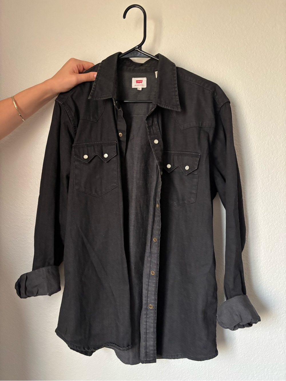 Men’s Levi's Black Western Snap-Front Denim Shirt Jacket